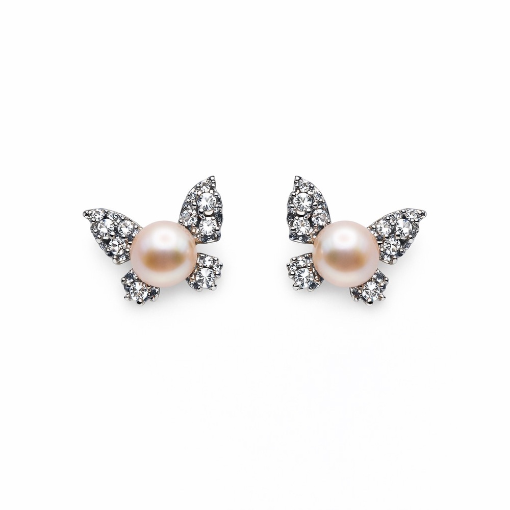 Butterfly Pearl Stud Earrings